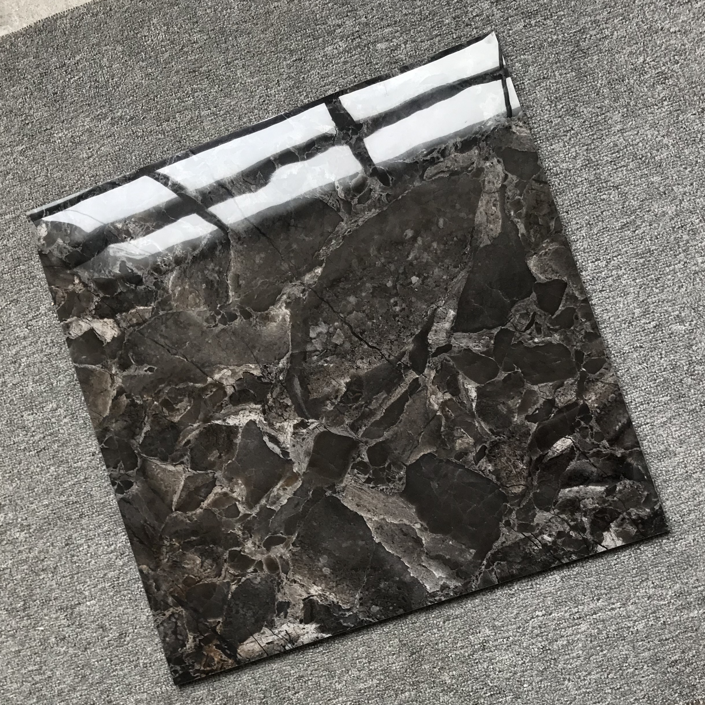 Black and white checkered stone marble floor tiles black and gold tiles dubai import ceramic tiles 60 x 60cm