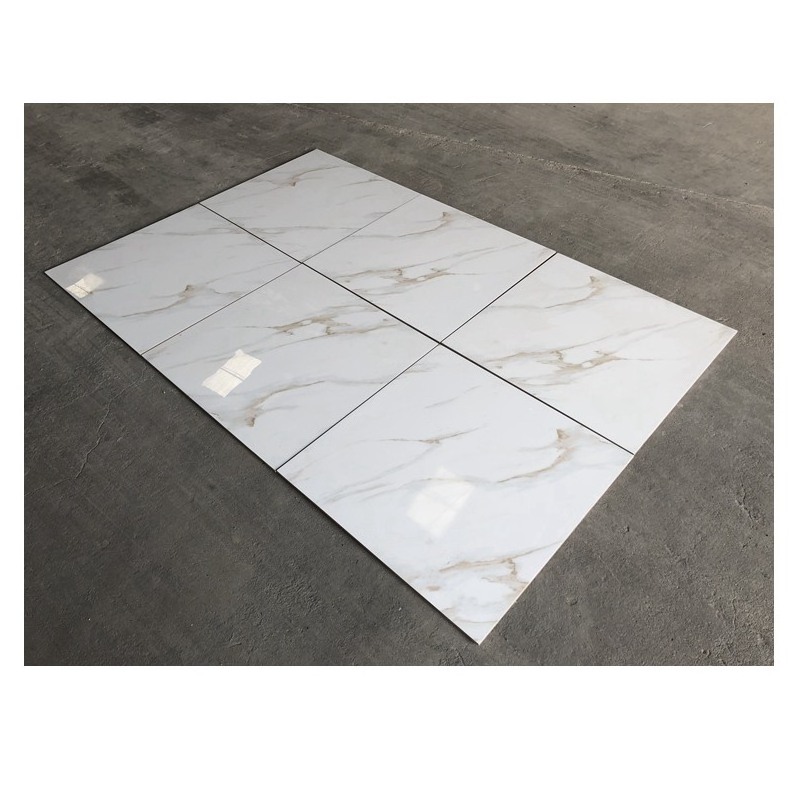 Porcelain glazed tiles gold calacatta marble custom full body living room floor porcelanato polished 60x60 tiles