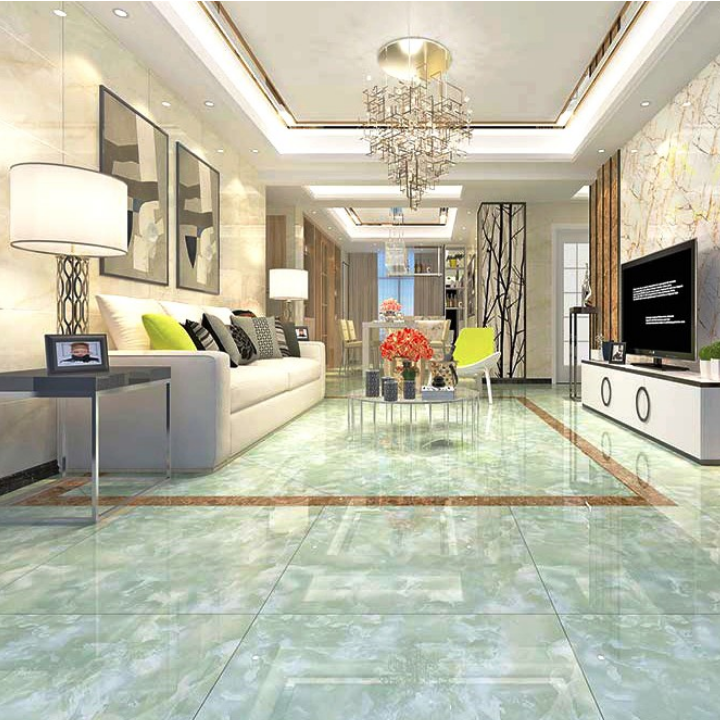 Bright light green marble polished porcelain tiles 60x60 glazed ceramic floor tiles for floor