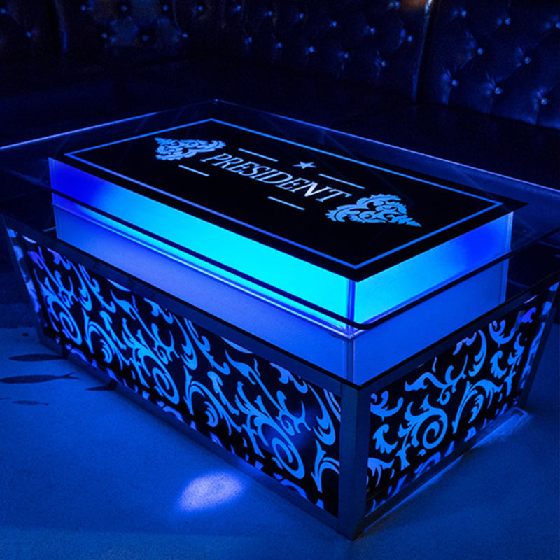 Modern Commercial Bar Coffee Pub Furniture Illuminated Led Stainless Steel Portable Bar Glowing Tables