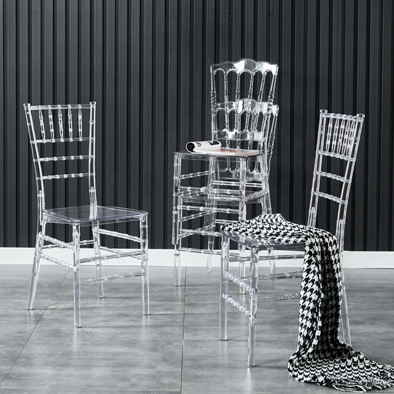 Wholesale Stackable Clear Resin Acrylic Chavari Chairs Hotel Chivari Chairs Plastic Events Wedding Transparent Chiavari Chair