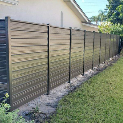 Powder coated aluminum alloy slat wall fence privacy panels black fences and gates for houses