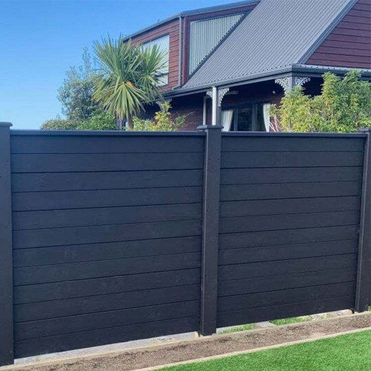 Powder coated aluminum alloy slat wall fence privacy panels black fences and gates for houses