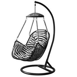 Hot sale single seat garden rattan patio swing hanging egg chair with cushion