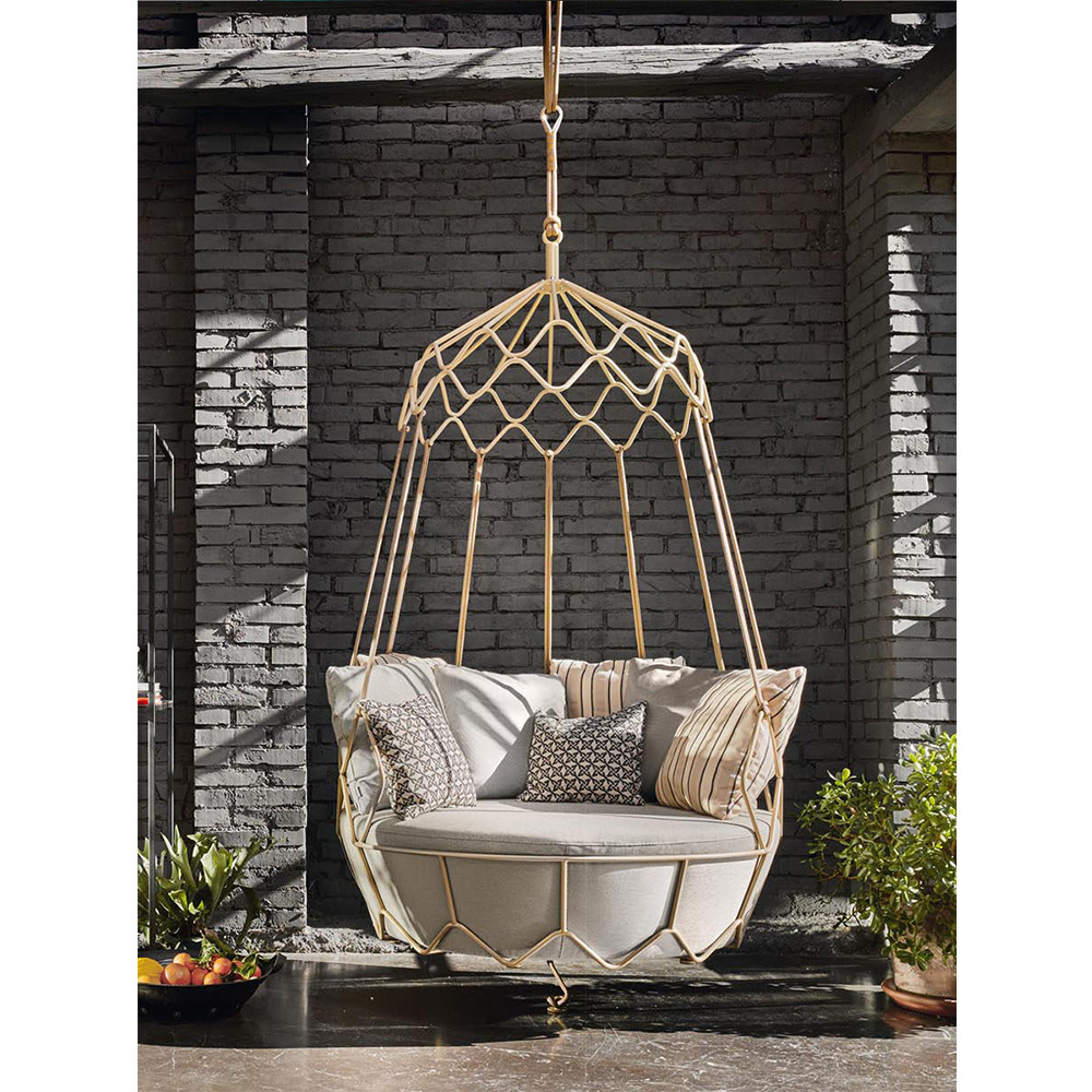 Patio Hanging Swing For Outdoor  Metal Wicker Chair