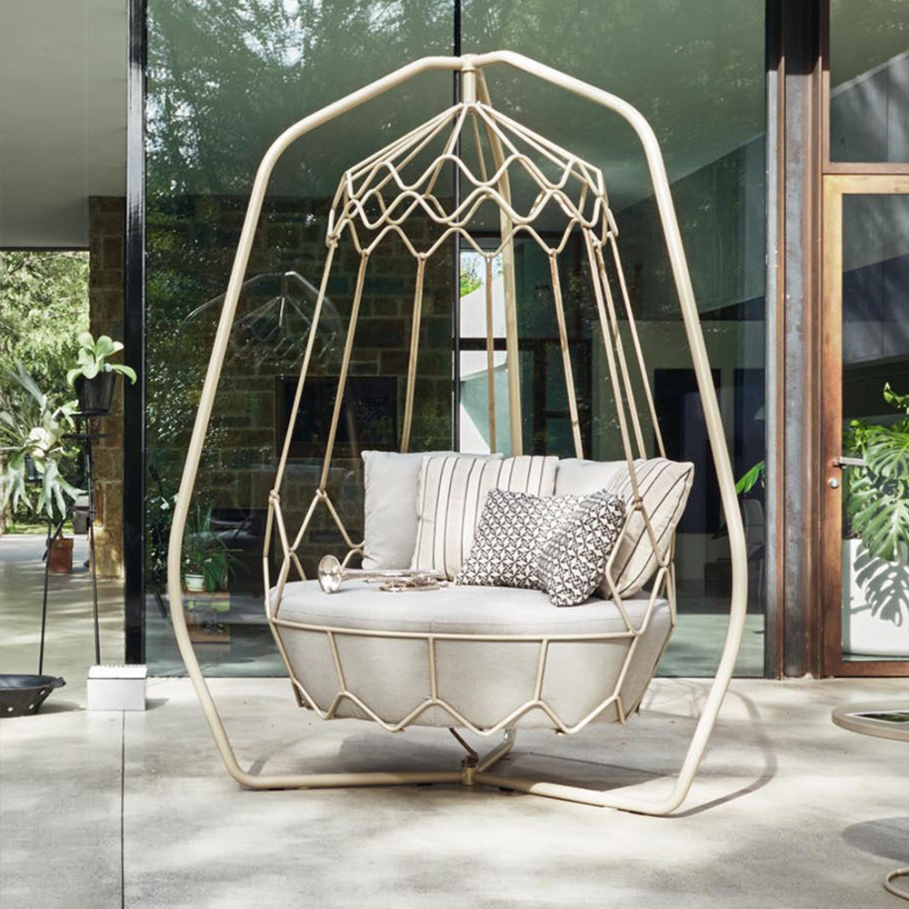 Patio Hanging Swing For Outdoor  Metal Wicker Chair