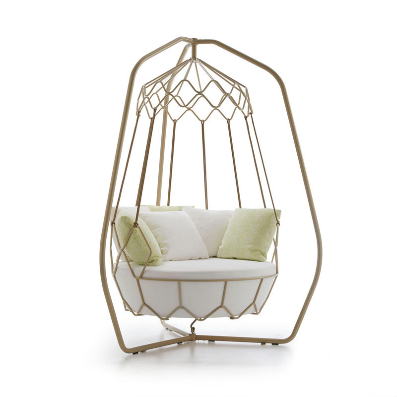 Patio Hanging Swing For Outdoor  Metal Wicker Chair