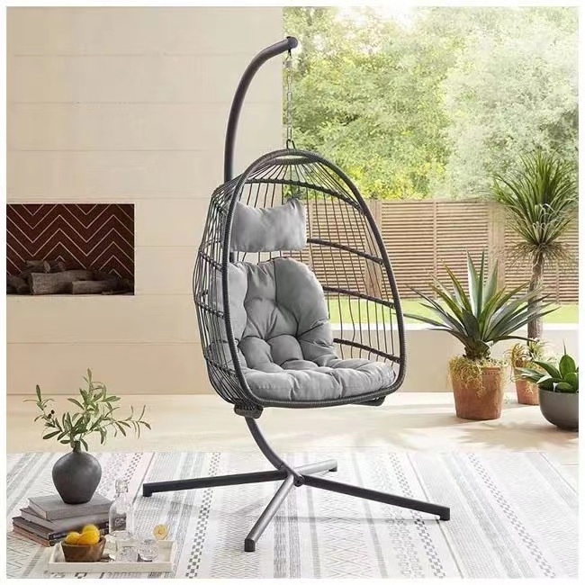 Outdoor Hammock Garden Swing Rattan Rope Woven Foldable Hanging Egg Chair Patio Swing