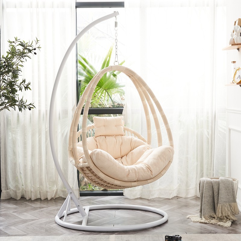 Outdoor Round Papasan Chair With Cushion Patio Swivel Rattan Wicker Papasan Chair Ball Chair Frame