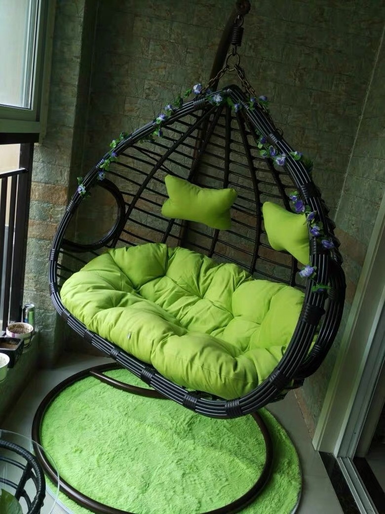 Garden Patio Swivel Papasan Chair Frame With 360-degree Rattan Wicker Papasan Chair With Cushion