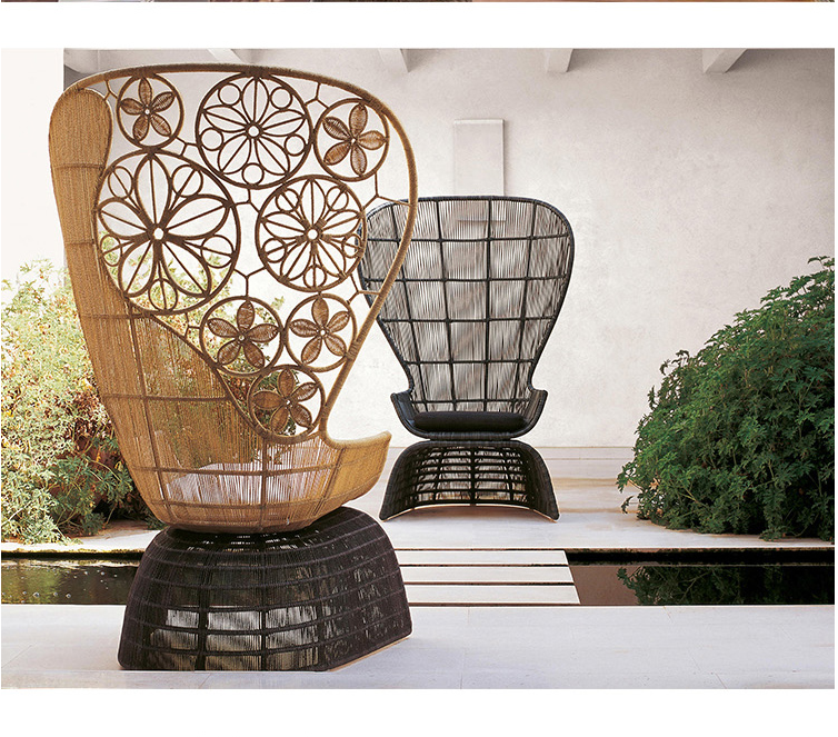 Rattan chair single garden roof chair designer courtyard balcony rattan woven high-back chair