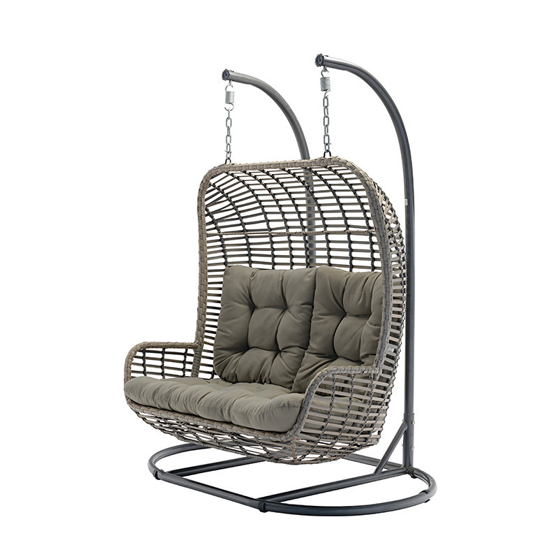 Outdoor Furniture Garden Adult Hanging Egg Swing Chair With Metal Stand Wicker Rattan Outdoor Swing