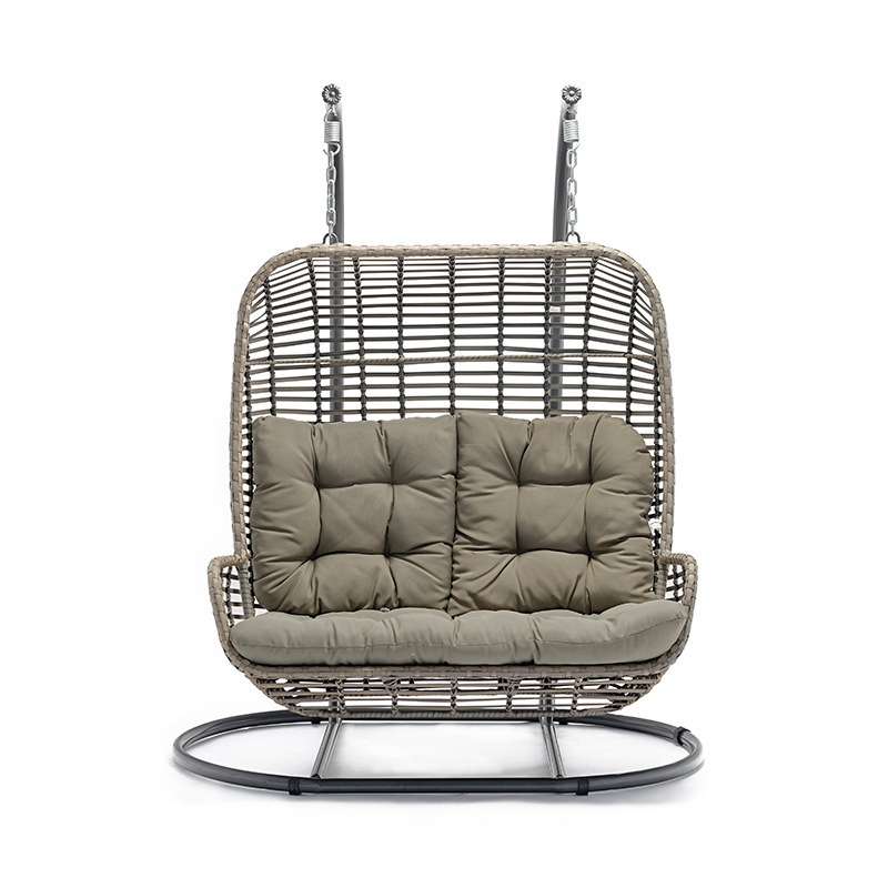 Outdoor Furniture Garden Adult Hanging Egg Swing Chair With Metal Stand Wicker Rattan Outdoor Swing