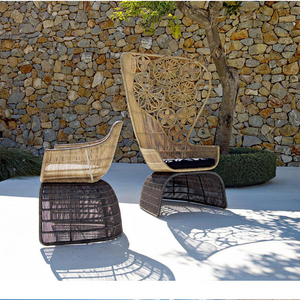 Rattan chair single garden roof chair designer courtyard balcony rattan woven high-back chair