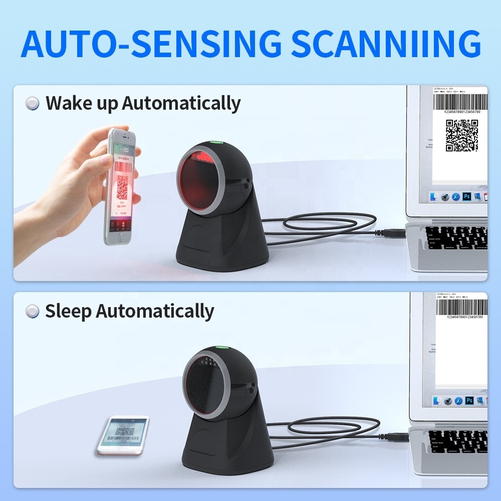 GTCODESTAR Omnidirectional Image Platform USB Qr Code Reader Wired Desktop 2D  Barcode Scanner GT-8801D