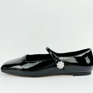 Fashion flats for ladies in summer leather mary jane flats with ankle strap and jewel decoration Trendy women shoes