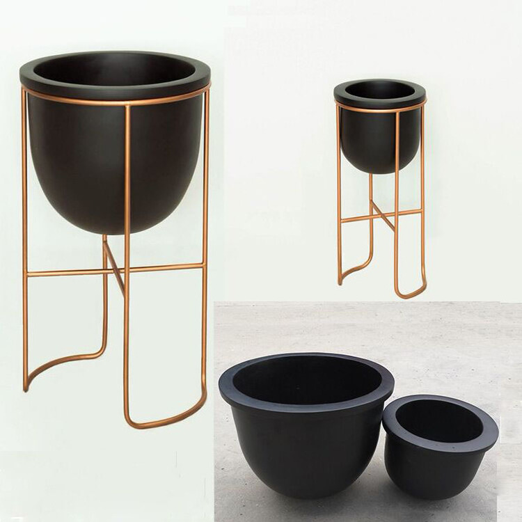 Indoor and outdoor modern plant decorative POTS Fiberglass garden POTS can be fitted with shelves