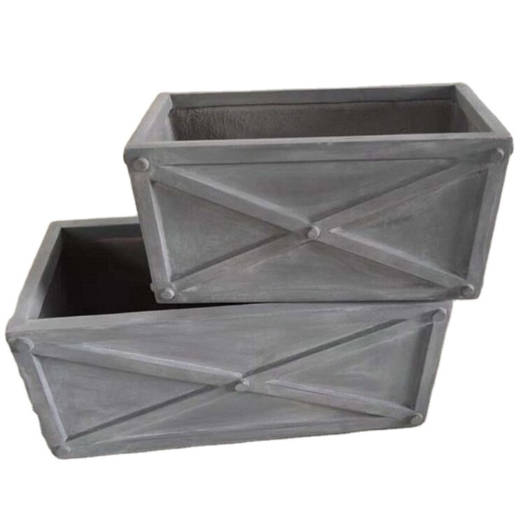 Outdoor set Fiber clay flower tank Outdoor rectangular magnesium cement flower box Large planter for outdoor plants