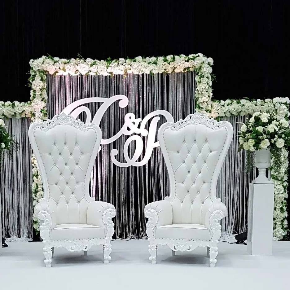 Wholesale Luxury Classic High Back Royal King Throne Chairs Pink Wedding Chair For Bride And Groom For Sale