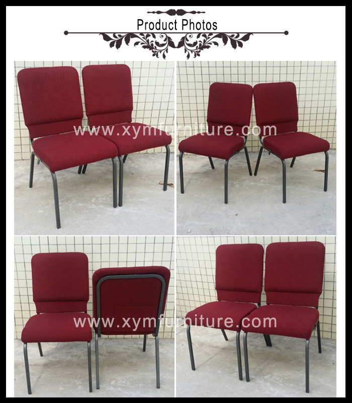 Wholesale cheap price South Africa quality red stacking metal church chair with bookshelf