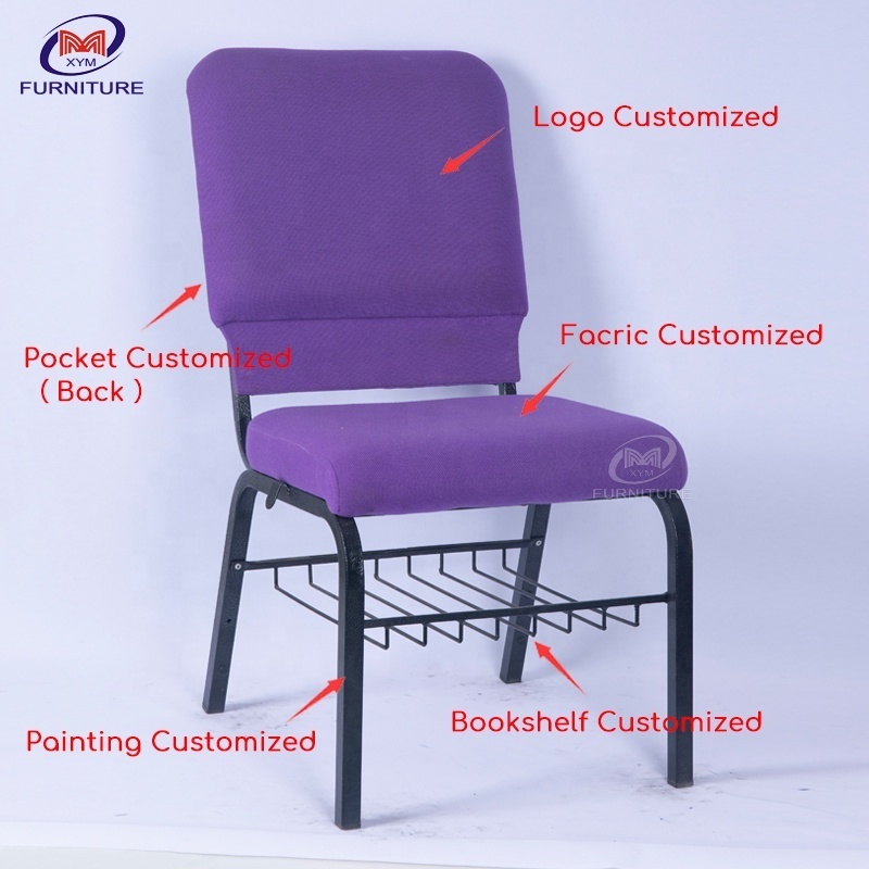 Factory supply customized used metal interlock church chair for auditorium