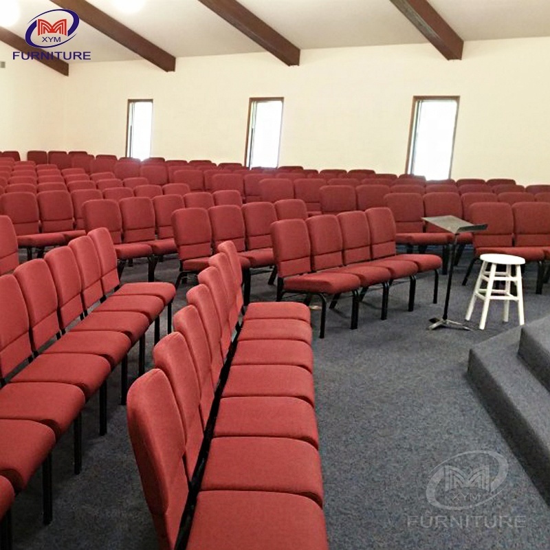 Factory supply customized used metal interlock church chair for auditorium