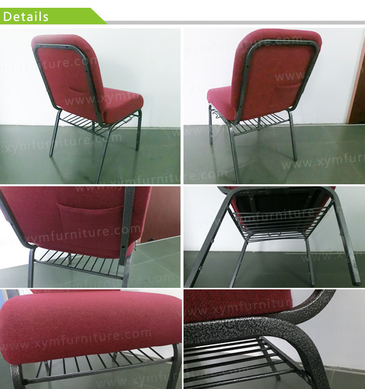 Fancy modern stackable cheap used upholstered black padded church chairs for sale