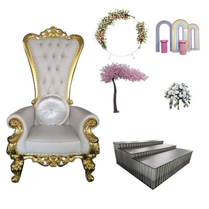 Wholesale Luxury Classic High Back Royal King Throne Chairs Pink Wedding Chair For Bride And Groom For Sale