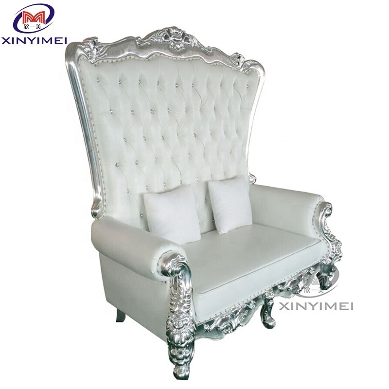 Popular PU leather two seat high quality luxury high back throne chair