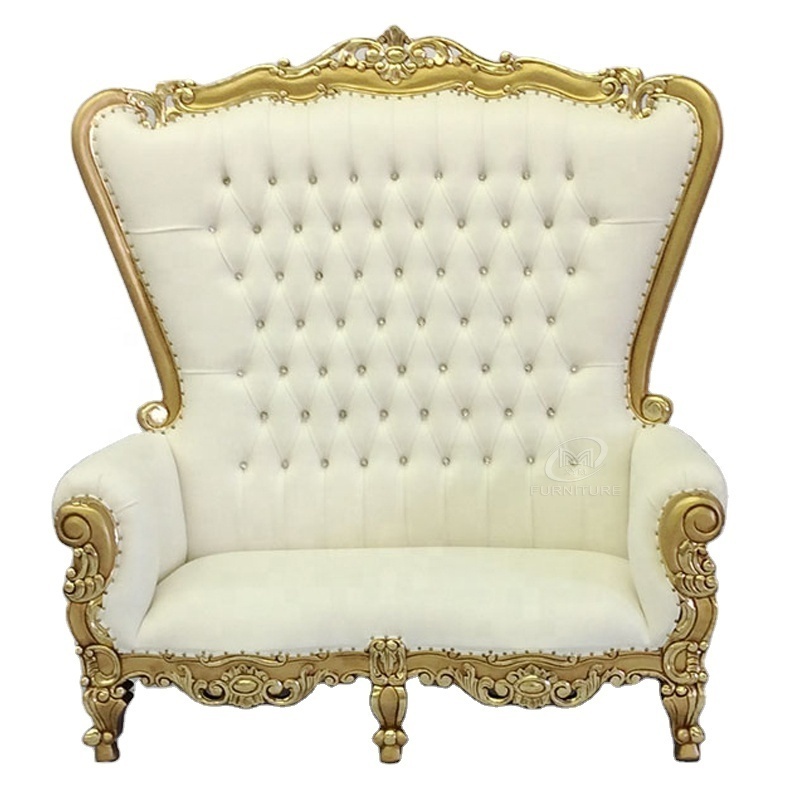 Popular PU leather two seat high quality luxury high back throne chair