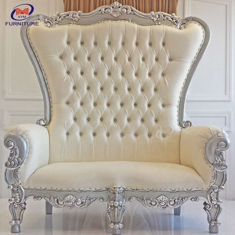 Popular PU leather two seat high quality luxury high back throne chair