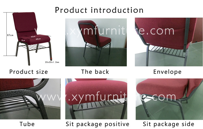 Wholesale cheap price South Africa quality red stacking metal church chair with bookshelf