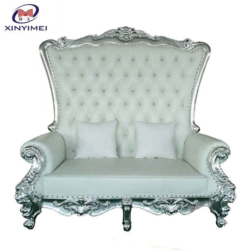 Popular PU leather two seat high quality luxury high back throne chair