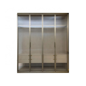 Minimalist Tempered Glass Aluminum Frame Profile Wine Cabinet Wardrobe Doors