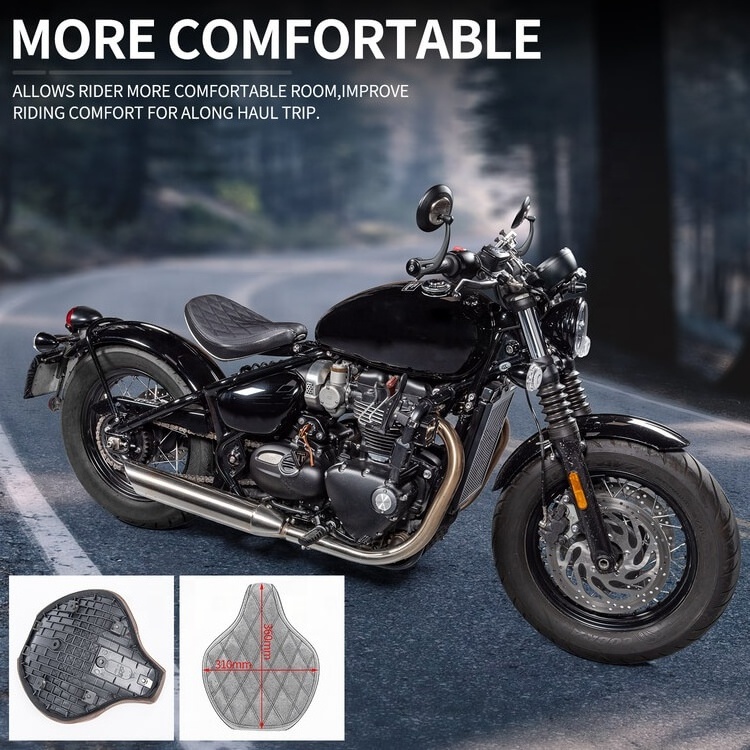 XXUN Motorcycle Front Driver Solo Seat Cover for Triumph Bobber 2017 2018 2019 2020 2021 2022 2023 Thicken Cushion Vintage Seat