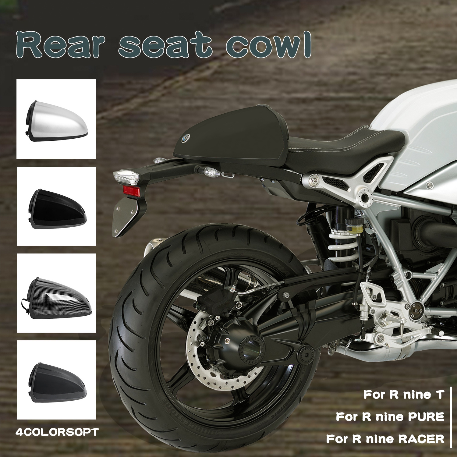 XXUN Motorcycle Rear Seat Cover Cowl Fairing Hump Pillion Tail Tidy Swingarm Mounted for BMW R9T R Nine T R RnineT 2014-2021