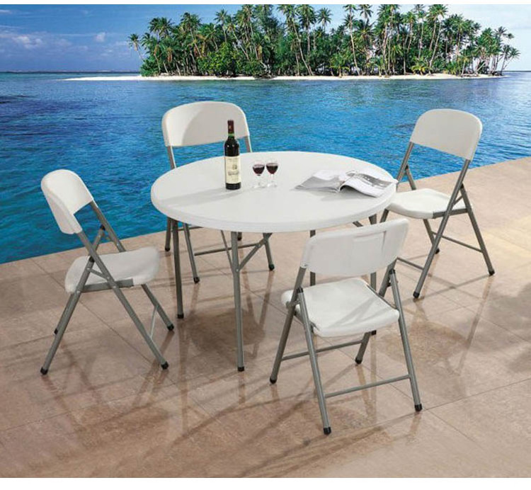 HDPE dining table White Folding Plastic Round Table Wholesale Customized Size PC Outdoor Restaurant Banquet Tables