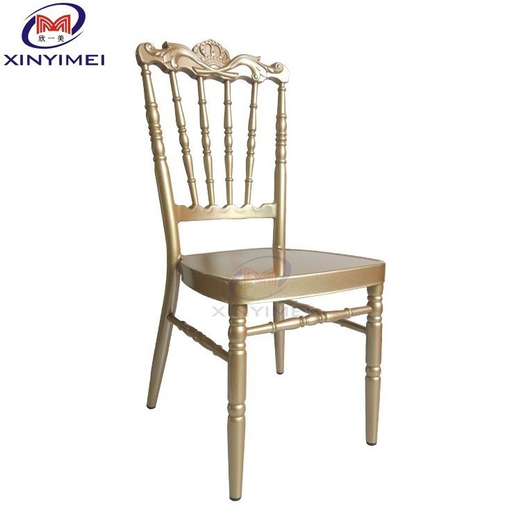 Wholesale Hotel Restaurant Vintage Metal Gulberg Chair Banquet Napoleon Dining Chair Aluminium Alloy Crown Bamboo Chairs