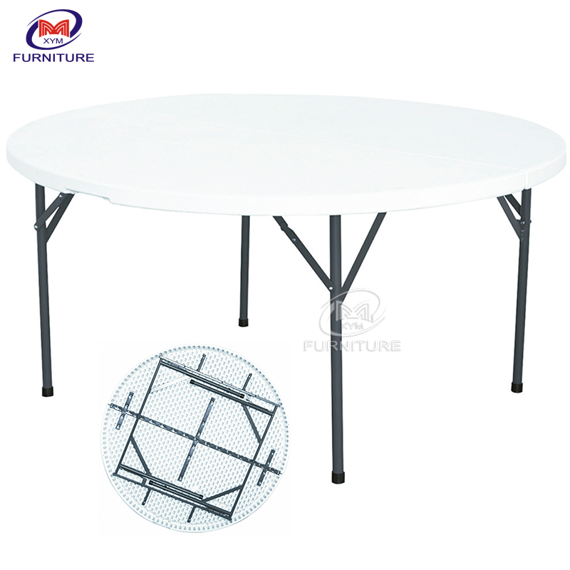 HDPE dining table White Folding Plastic Round Table Wholesale Customized Size PC Outdoor Restaurant Banquet Tables