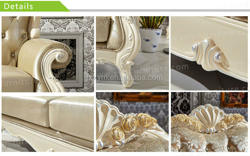 Factory direct luxury hand carved furniture leather european style sofa