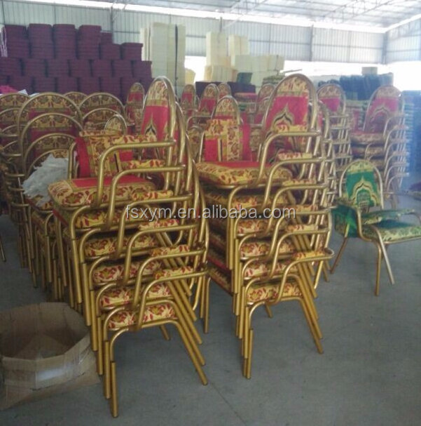 Factory Wholesale Stackable Metal church chair Islam Worship Muslim Mosque Prayer Chairs with Rolling Wheels Removable Guardrail