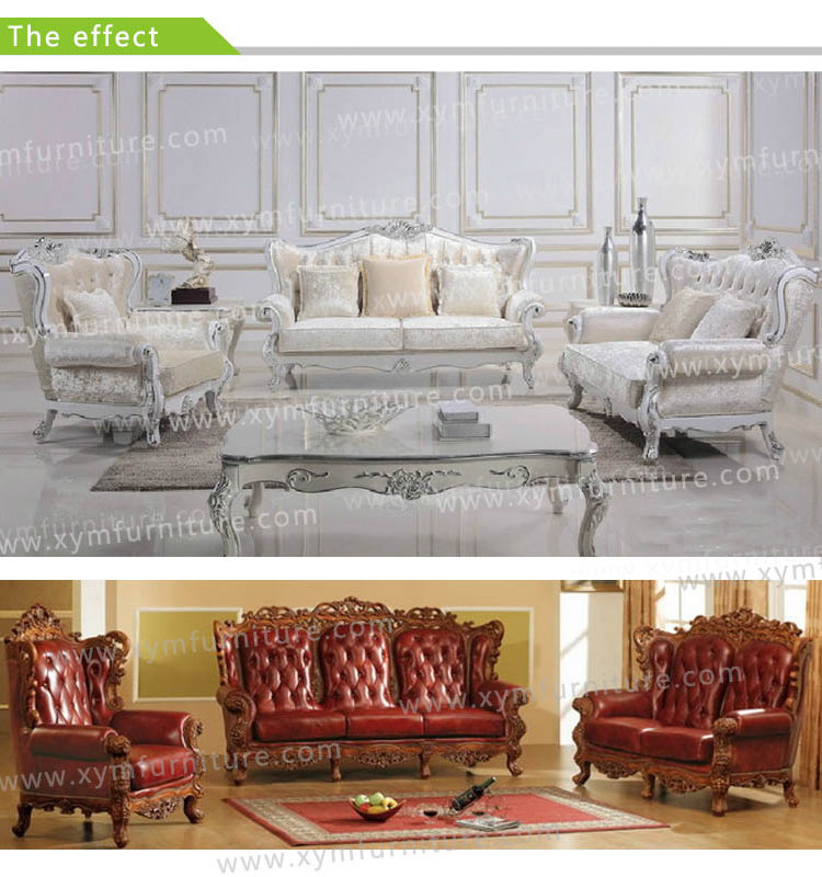 Factory direct luxury hand carved furniture leather european style sofa