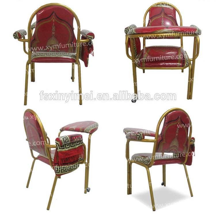 Factory Wholesale Stackable Metal church chair Islam Worship Muslim Mosque Prayer Chairs with Rolling Wheels Removable Guardrail