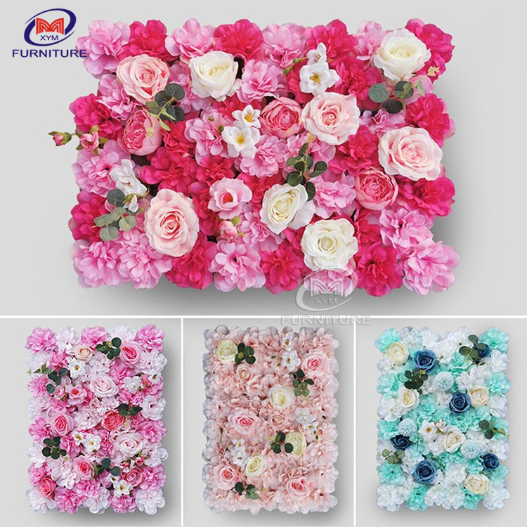 Arrangement rose decor floral artificial silk flower wall panel backdrop artificial flower for wall decoration