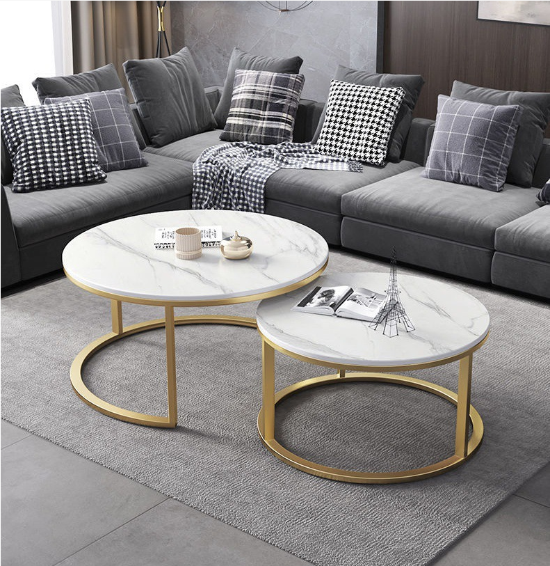 Cheap customization stainless steel marble round designer modern coffee table for living room furniture