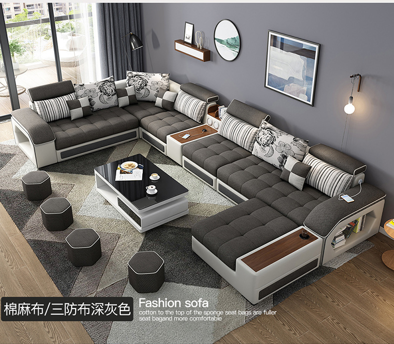 Modern design good quality has music to play usb charge leather sofa for living room home furniture