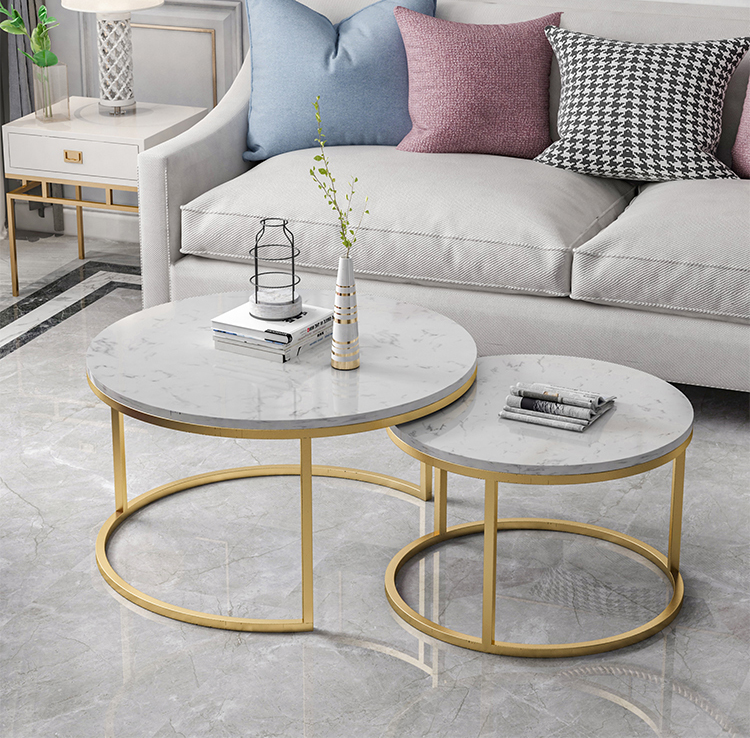 Cheap customization stainless steel marble round designer modern coffee table for living room furniture