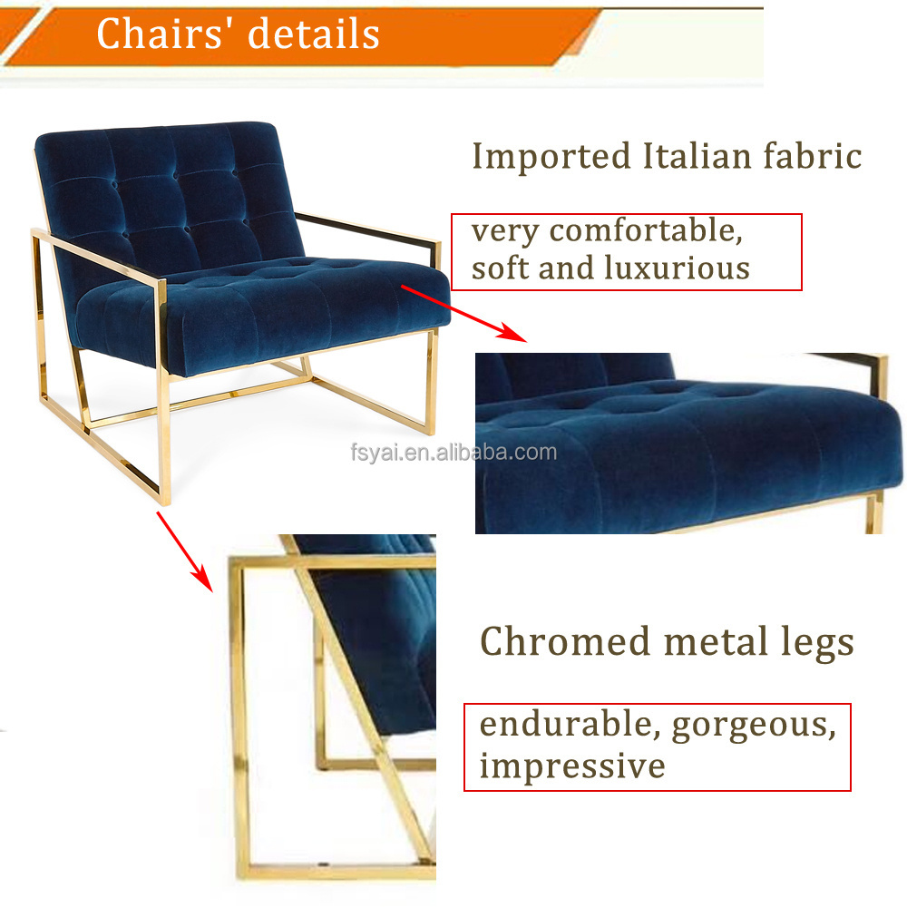 Outdoor Leisure Chair Gold Metal popular style new design living room arm luxury steel dining chair