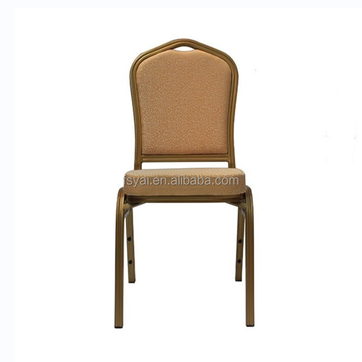 High Quality Hotel Used Chrome Aluminium Stacking Chair Banquet Gold Stainless Steel Banquet Chair