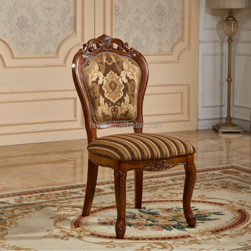 leather seat handmade Chinese solid wood carved antique luxury curved back vintage dining table chairs